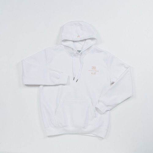 長袖帽T-經典白(金logo)